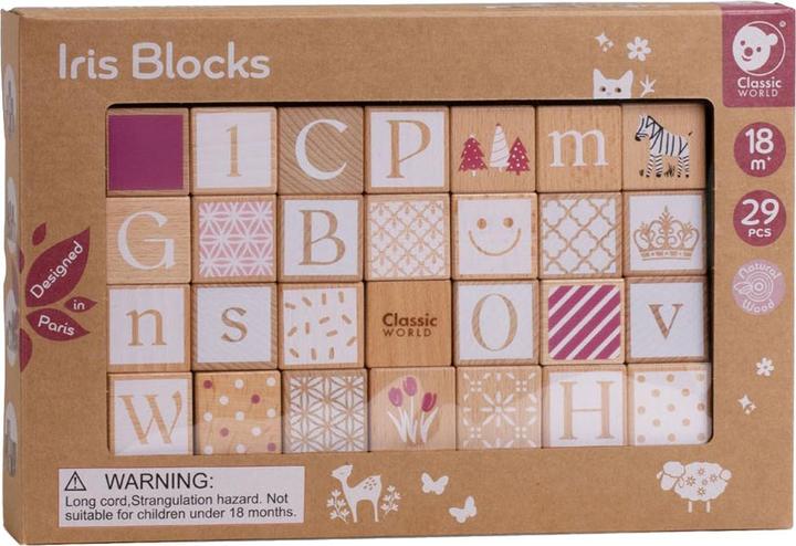 Actual product image Classic World Puzzle made from wooden pastel blocks. Learn to count letter patterns. 29 El.
