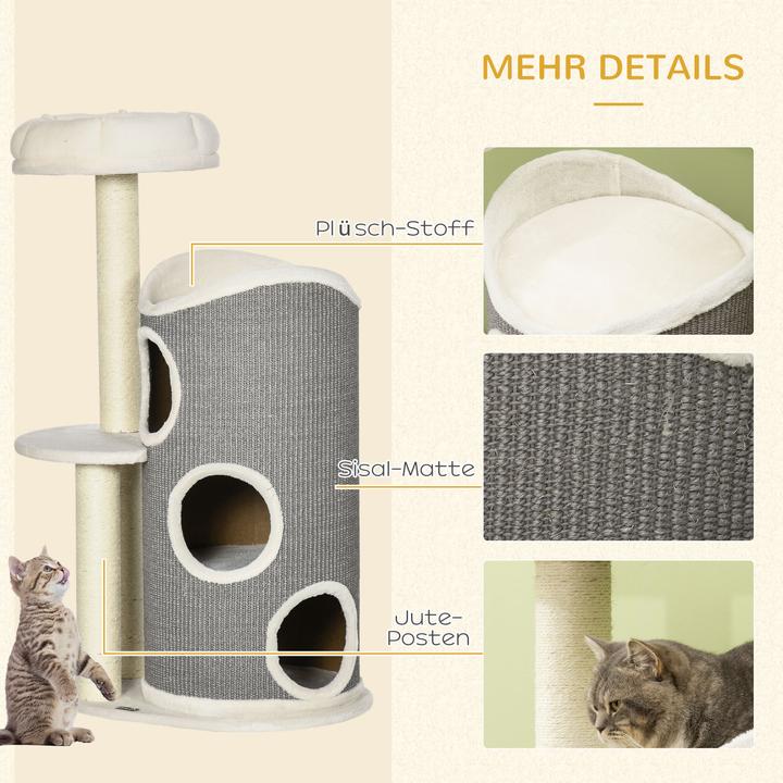 Actual product image PawHut Scratching post with scratching tray (109 cm, White+grey)