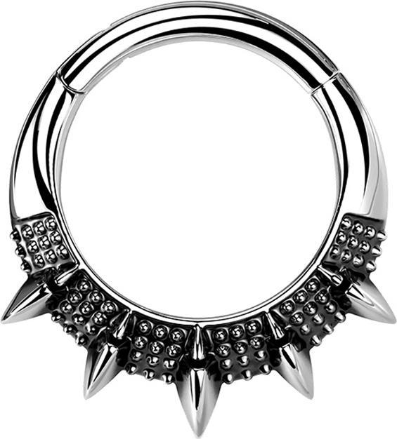 Star Piercing Micro Segmentring klappbar silber fünf Cones (Chirurgenstahl 316L, ohne Messing)
