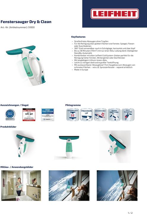 Produktbild Leifheit Fenstersauger Dry & Clean