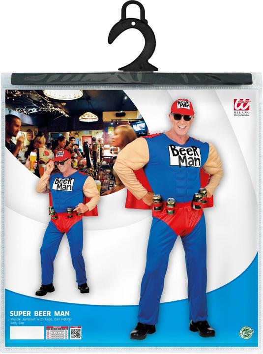 Image du produit Widmann SUPER BEER MAN (Muskel Overall mit Umhang, Gürtel mit Dosenhalter, Basecap), XXL (XXL)