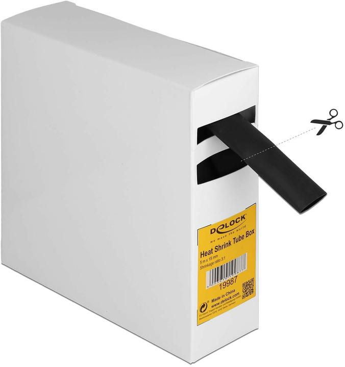 Delock Schrumpfschlauch Box, mit Innenkleber, Schrumpfungsrate 3:1, 5 m x 15 mm schwarz (1 x)