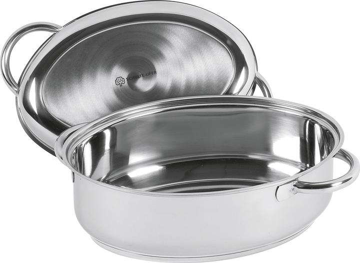 Schulte-Ufer Multi-roaster oval 6,5 litres Ø34cm stainless steel (34 cm, Casserole + Stewpot, Stainless steel)