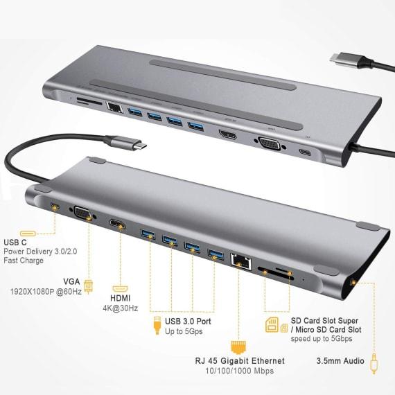 Produktbild T'nB TNT Dock 11-in-1 Type-C (USB-C, 11 Ports)