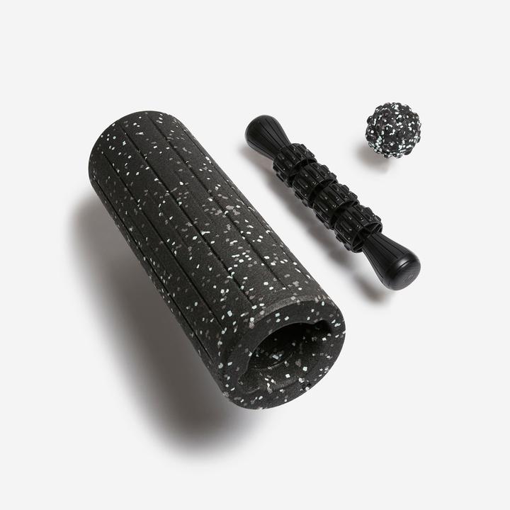 Image du produit Decathlon Set de massage 3 en 1 rouleau lisse, balle et stick noir