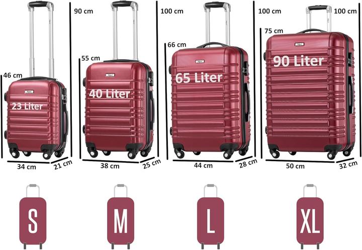 Immagine prodotto Zelsius 4-tlg. Hartschalenkoffer Set (Bagaglio a mano (fino a 50 litri), M (50 - 90l), L (90 - 115l))