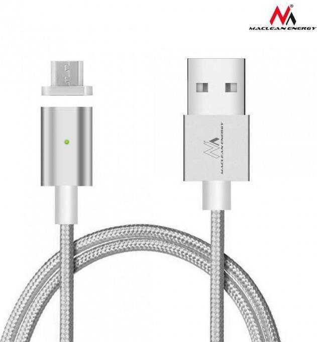 Actual product image Maclean Câble USB vers Lightning ou Micro-USB avec embout magnétique (Argent) (1 m, USB 2.0)