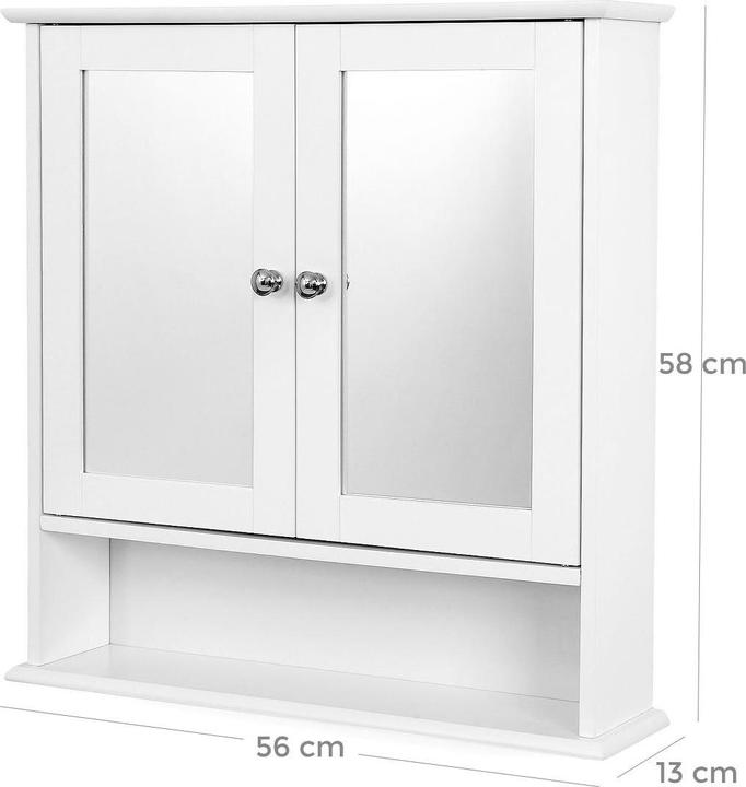 Actual product image Vasagle Mirror cabinet LHC002 white 56.5 x 13.0 x 58.5 cm (56 x 13 x 58 cm)