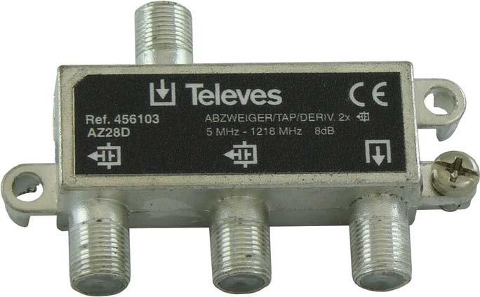 Actual product image Televes AZ28D 2-way splitter 5-1218 MHz AD:8dB 456103 (Manifolds and Branchers)