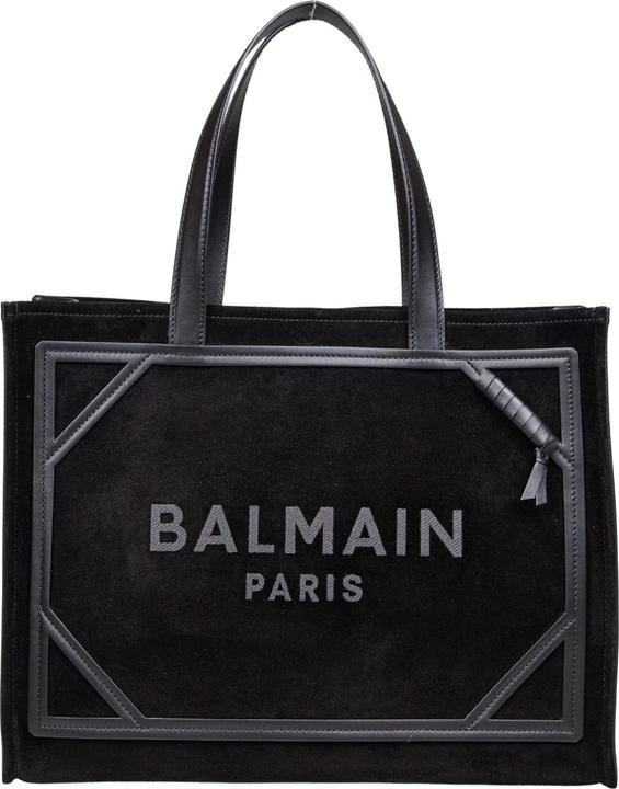 Image du produit Balmain b-army medium suede shopper bag with logo color black