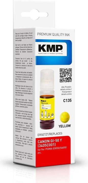 Actual product image KMP Refill ink replaces Canon GI-50 Y, 3405C001 Compatible Yellow 1580,0009 (1580,0009) (Y)
