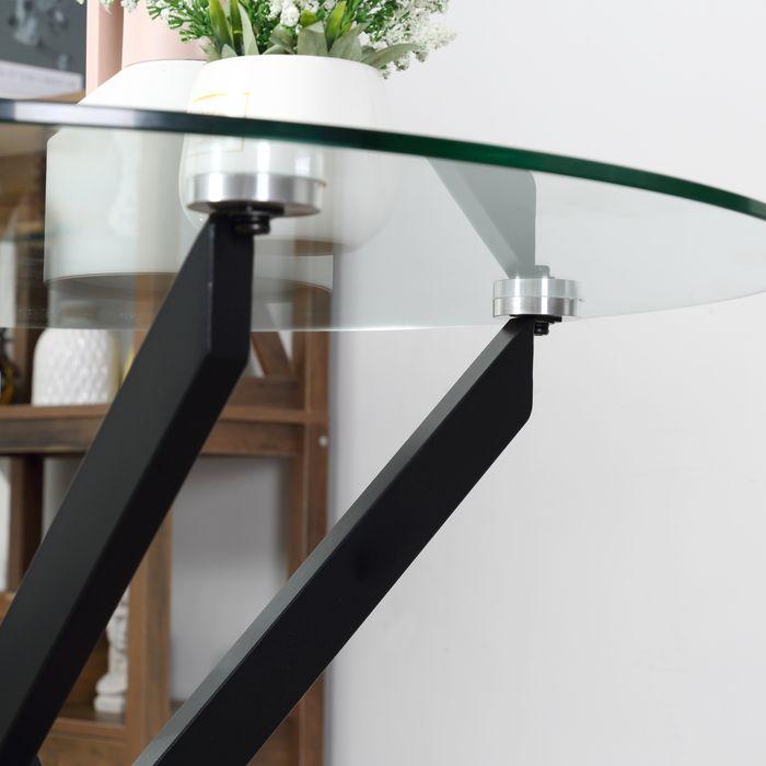 Produktbild Swisshandel24 runder Couchtisch Glastisch Schwarz Beistelltisch mit Sicherheitsglas Metall 80 x 80 x 75 cm (80 x 80 x 75 cm)