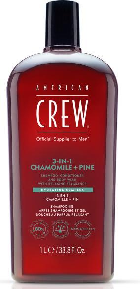 American Crew 3-in-1 Chamomile & Pine Shampoo, Conditioner & Body Wash (1000 ml, Flüssiges Shampoo)