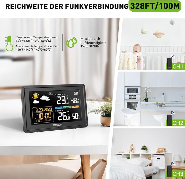 Produktbild Baldr Wetterstation mit Funkuhr und Aussensensor