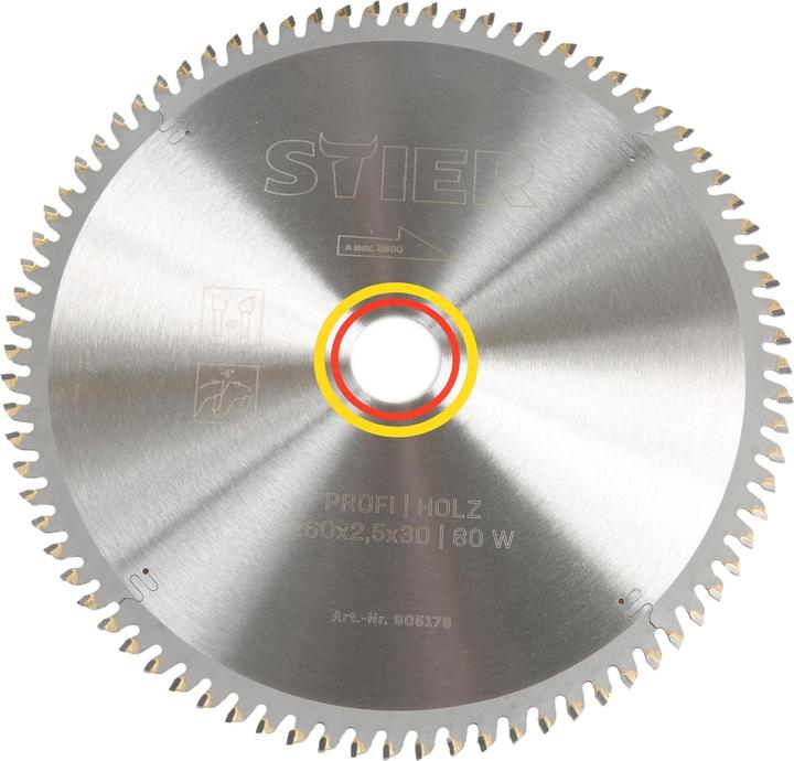 Image du produit Stier Lame de scie circulaire Profi, bois, 260x2,5x30 80W, angle de coupe négatif -5°