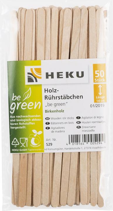 Produktbild Heku Rührstäbchen Holz be green (50 x)