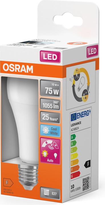 Image du produit Osram LED DAYLIGHT SENSOR CLASSIC A 10W 840 Frosted E27 (E27, 10 W, 1055 lm, 4 x, A)