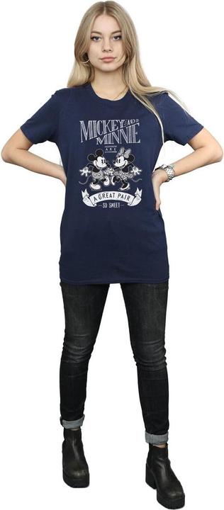 Actual product image Disney Womens/Ladies Mickey And Minnie Mouse Great Pair Cotton Boyfriend T-Shirt (S)