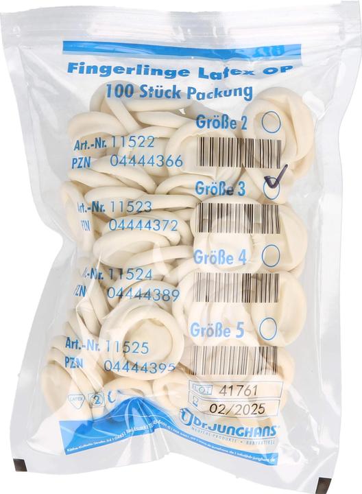 Actual product image Dr. Junghans Finger cots latex size 3 powder free 100 pieces (3)