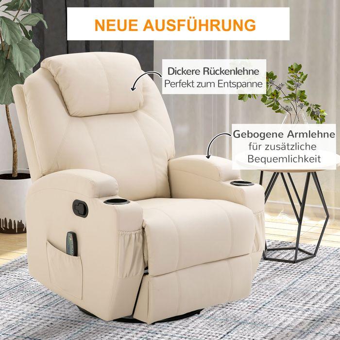 Produktbild Swisshandel24 Relaxsessel mit Liegefunktion Massagesessel elektrisch 5 Massage-Modi Kunstleder Holz Metall Schaums