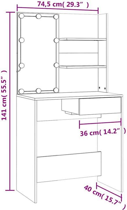 Image du produit VidaXL Daisy (74.5 x 40 x 141 cm)
