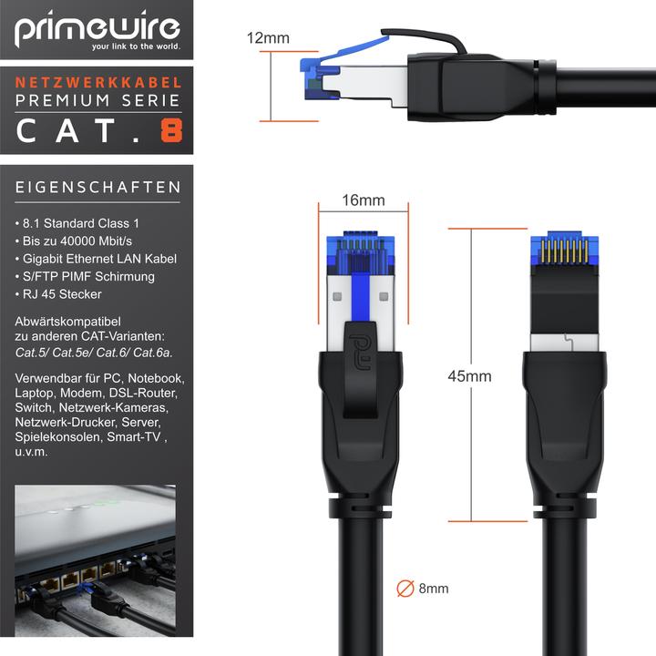 Actual product image Primewire Netzwerkkabel (S/FTP, CAT8.1, 5 m)