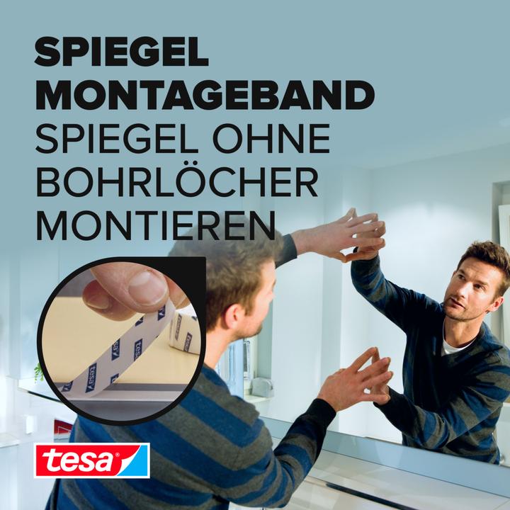 Produktbild tesa Powerbond MIRROR doppelseitiges Montageband für Spiegel (19 mm)