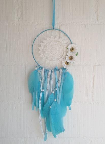 Actual product image Cover-Discount Dreamcatcher Dreamcatcher Indian decoration crocheted blue