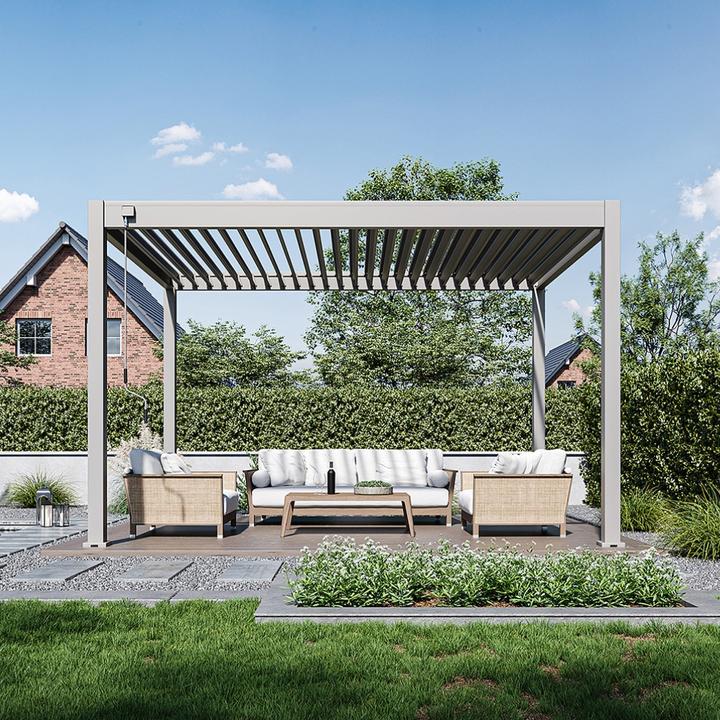 Produktbild Weide Pergola Classic 3x4m mit Lamellendach Sand (400 cm, 300 cm)