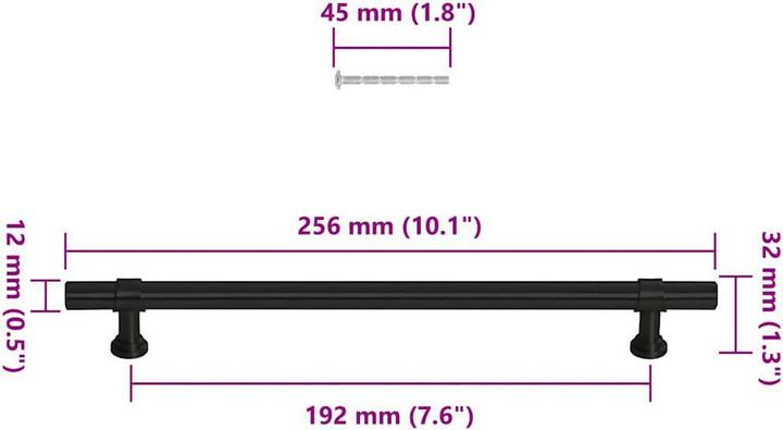 Produktbild VidaXL Möbelgriffe 5 Stk. Schwarz 192 mm Edelstahl,Farbe