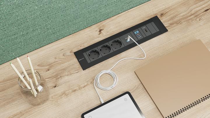 Image du produit IB Connect INTRO2.0 Prise ws 2x Type 13 1x USB-C 60W 1x RJ45 1x HDMI (2 x, HDMI, Type 13, RJ45, USB-C, 0.30 m)