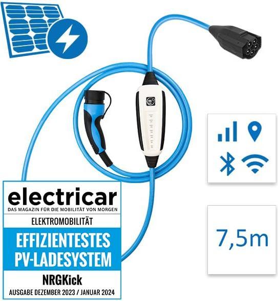Productafbeelding NRGkick 32A Zuiver voor PV-gebruikers GSM/GPS/SIM Standaard 7,5m WLAN (Type 2, 22 kW, 32 A, CEE 32)