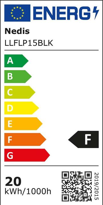 Energie-Label Nedis LED-Flutlicht - 4000 K - Nennlichtstrom: 1620 lm - 20 kWh - IP44-1.00 m - Energieklasse: F - 2 (1620 lm, IP65)
