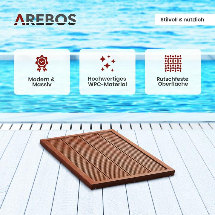 Produktbild Arebos Solardusche mit Bodenplatte 20 L - Holzoptik