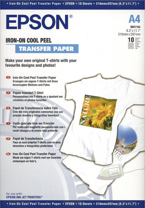 Epson S041154 Iron-on-transfer paper 120g/m2 A4 10 sheets 1-pack (124 g/m², A4, 10 x)