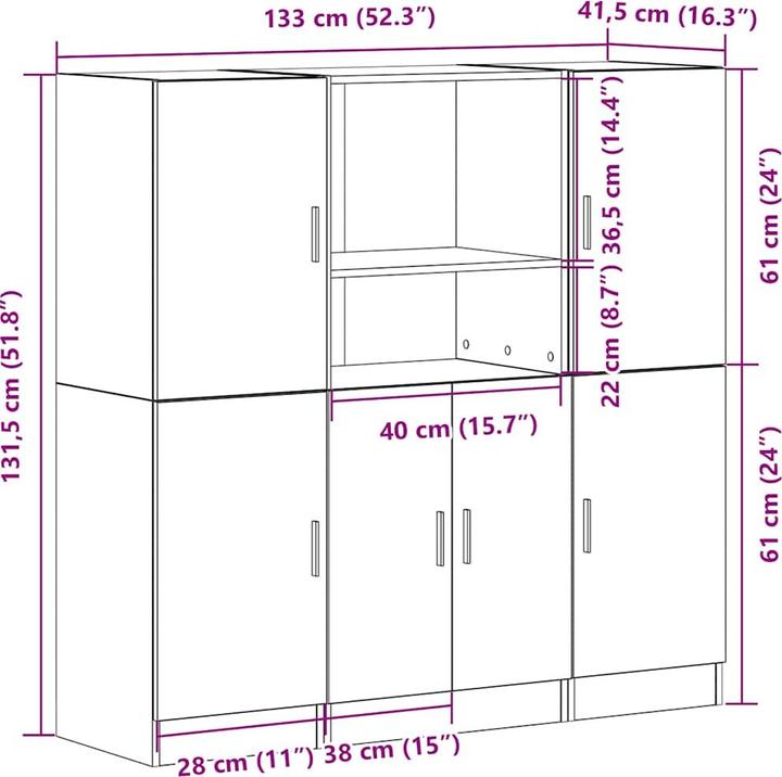 Actual product image VidaXL 3-piece kitchen cabinet set