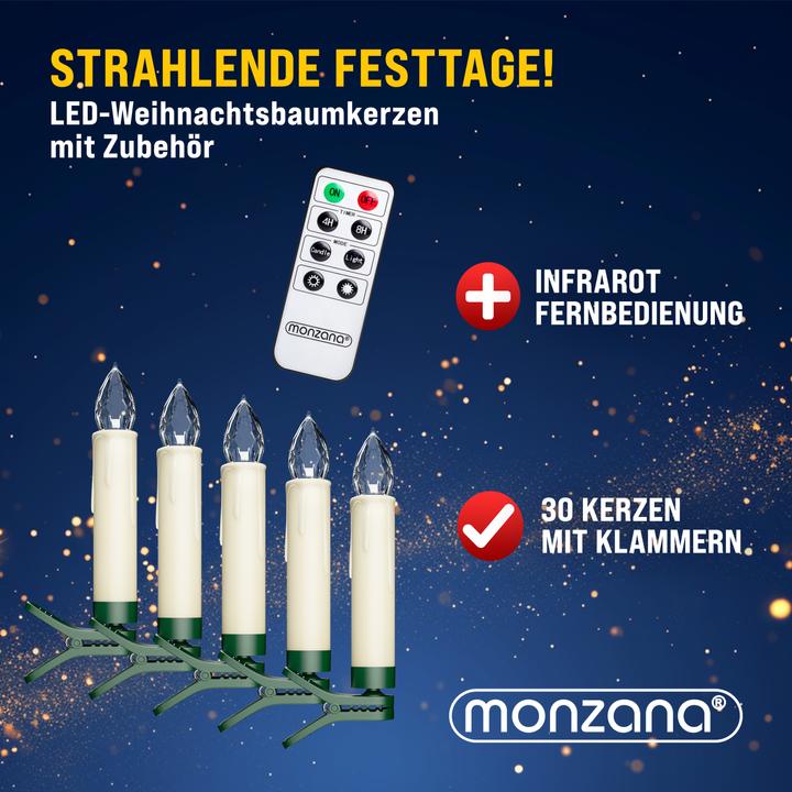 Produktbild Monzana Weihnachtsbaumkerzen (30 x)