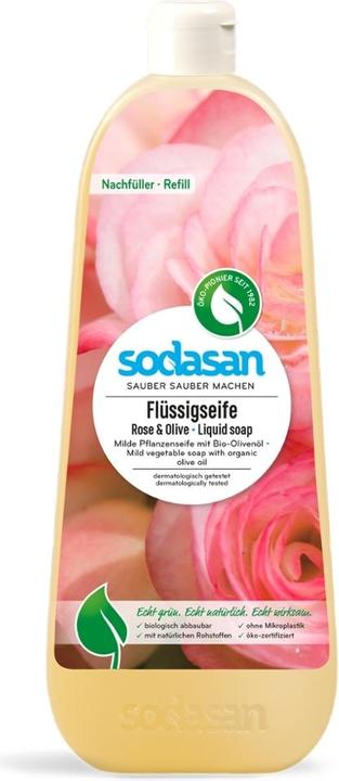Actual product image Sodasan Pflanzenseife Rose-Olive Bio (Liquid soap, 1000 ml)