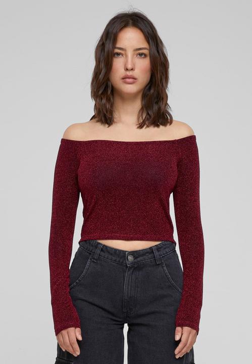 Actual product image Urban Classics Ladies Off Shoulder Glitter Longsleeve (4XL)