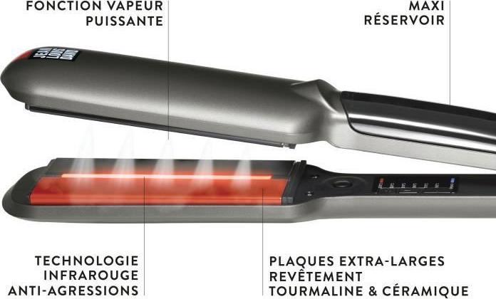 Immagine prodotto Jean Louis David 39968 Piastra per capelli a raggi infrarossi protegge dal vapore fino a 235C max 50 W (Piastra per capelli)