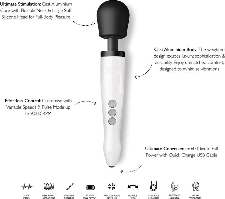 Actual product image Doxy Die Cast R Rechargeable Wand Massager Stardust - White