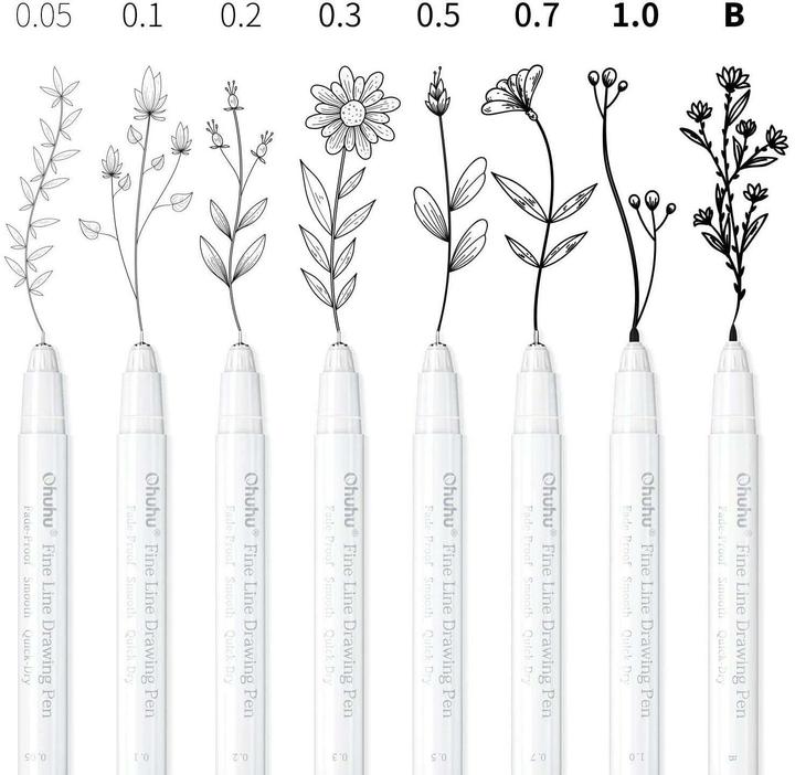 Immagine prodotto Ohuhu Penne da disegno Fineliner (Nero, Bianco, 8 x)