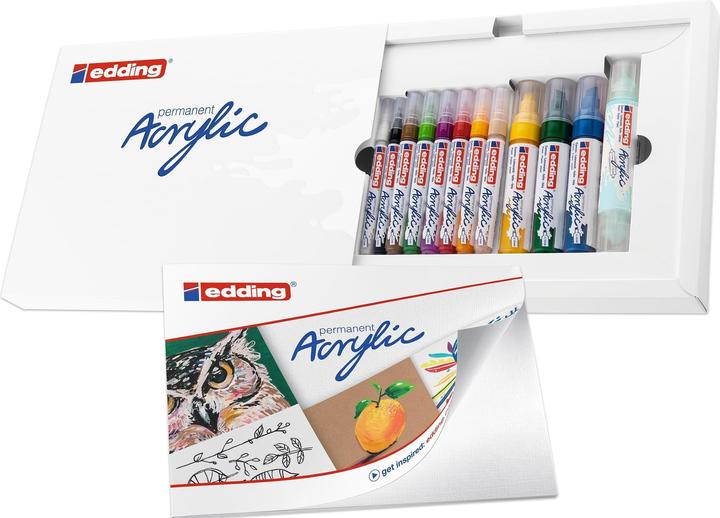 Image du produit Edding Marqueurs acryliques, set de départ 12 pièces (Multicolore, 10 mm, 12 x)