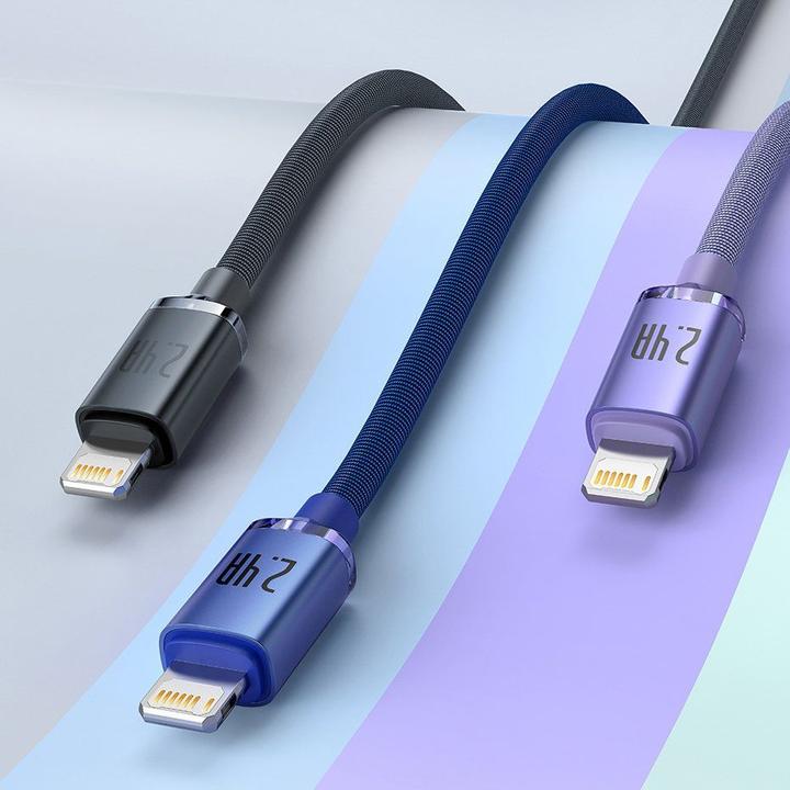 Actual product image Baseus Crystal Shine Series Fast Charging Data Cable USB to iP 2.4A 1.2m Blue (1.20 m)