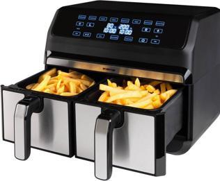 Produktbild Inventum GF800HLD - Dubbele airfryer - Heteluchtfriteuse - Inhoud 2 x 4 liter - Zwart/RVS