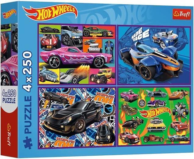 Actual product image Trefl Puzzle 4 x 250 - Mattel Hot Wheels (250 pieces)