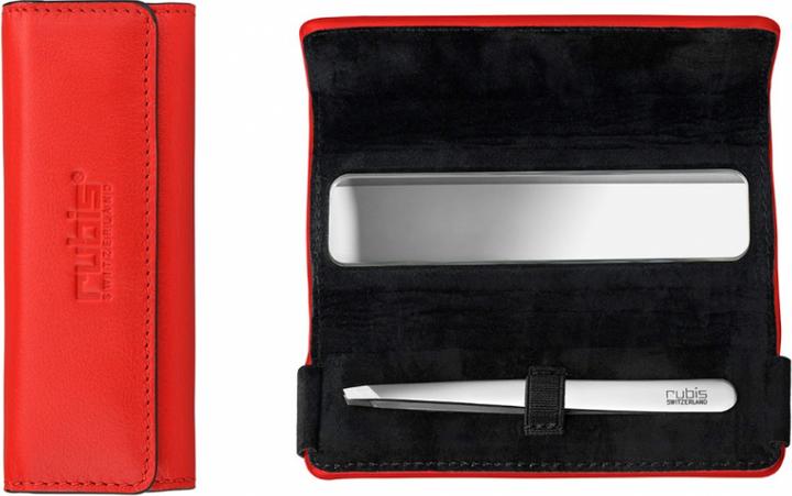 Produktbild Rubis Pinzette Shiny mit Etui, schräg, silber