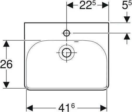 Actual product image Geberit Keramag / Hand-rinse basin Smyle Square asymmetrical 45 cm white 500222011 (360 mm, 450 mm)