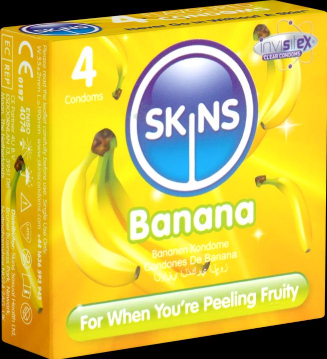 Skins Bangin' Banana" 4 condoms with fine banana aroma - without latex smell (4 pcs.)