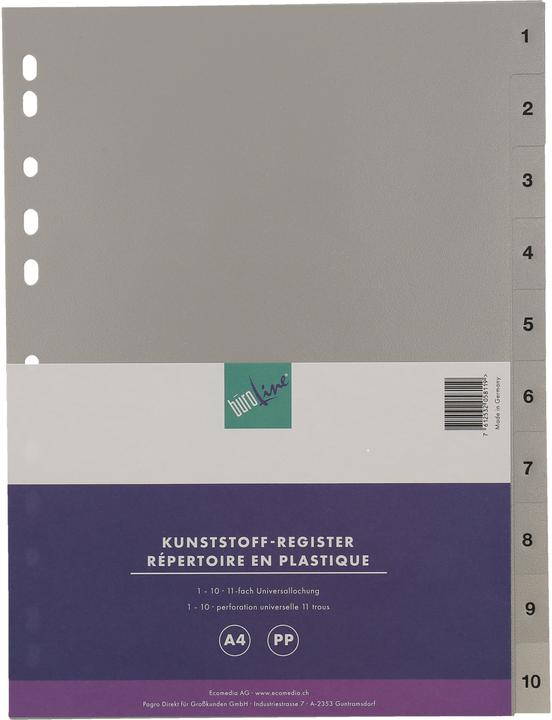 Produktbild BüroLine Register PP grau A4